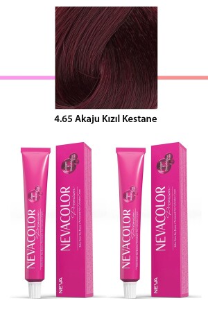 2er-Set Premium 4. 65 Akaju Red Chestnut – Permanente Creme-Haarfarbe, 2 x 50 g Tube - 1