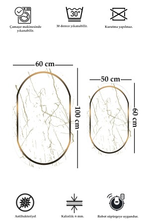 2er-Set, rutschfest, waschbar, 60 x 100 cm, 50 x 60 cm, Badezimmerteppich, Badematte, WC-Sitz-Set, BADEZIMMER-OVAL-5023 - 3