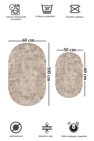 2er-Set, rutschfest, waschbar, 60 x 100 cm, 50 x 60 cm, Badezimmerteppich, Badematte, WC-Sitz-Set, BADEZIMMER-OVAL-7012 - 4