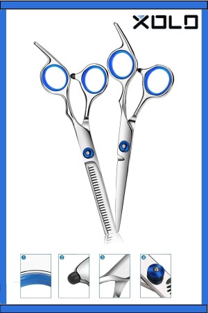 2er Set Titanblau Profi Friseur Barber 6. 5-Zoll-17-cm-Haarschneide-Scherenset für gerade und mittelschwere Haare - 1