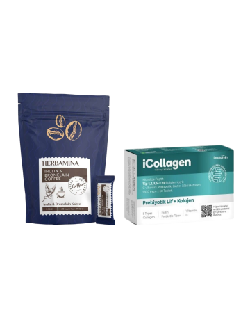 2!i Set Herbamina Koffie Coffee INULIN & BROMELAIN COFFEE&icollagen Kolajen Ve Probiyotik Tablet - Herbamina
