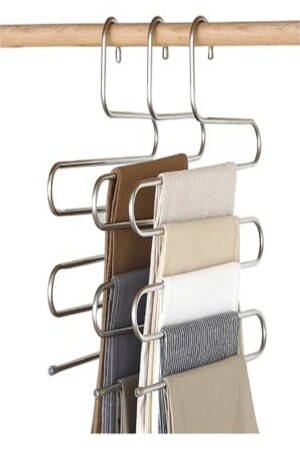 2'li 5 Katlı Metal Pantalon Eşarp Askısı Dolap Içi Düzenleyici Organizer - 3