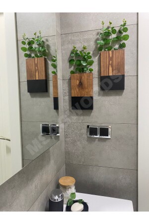 2'Lİ AHŞAP ÇİÇEKLİK MUTFAK BANYO YAPAY ÇİÇEK BALKON KIŞ BAHÇESİ EV HEDİYESİ ÇEYİZ BOHEM RUSTİK - Msağwoods