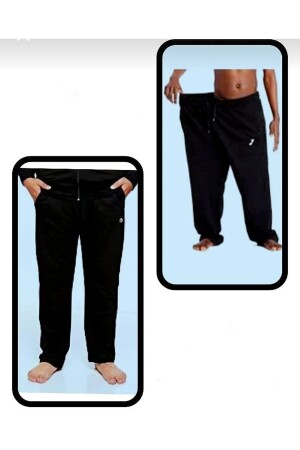 2'li Battal Cepleri Fermuarlı Büyük Benden Unisex Eşofman Altı Tek Alt 3XL 4XL 5XL 6XL - 1