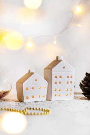 2li Beyaz Ev Dekoru Mumluk - (MUMLAR DAHİL) - Lalezen Home