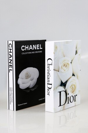 2-teilige dekorative Bücherbox mit weißen Rosen/Rosen - Irayhomedecor