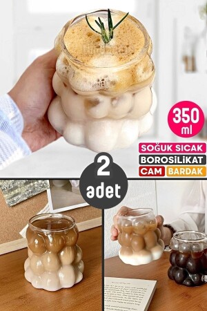 2li Boncuklu Bardak Meşrubat Su Kahve Sunum Bardağı Isıya Dayanıklı Borosilikat Cam Retro Bardaklar Origami Üzüm Tanesi Still Bardak Seti.v2 - Tilbe Home