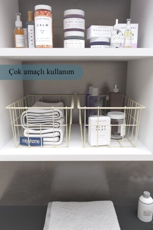 2'li Büyük Boy Düzenleyici Lüks Mutfak Düzenleyici Banyo Organizer Metal Meyve Sepeti - 6