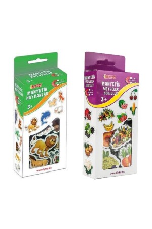 2'li Buzdolabı Manyetik Hayvanlar Meyveler Ve Sebzeler Magnet - Bultak Şablonu - 1
