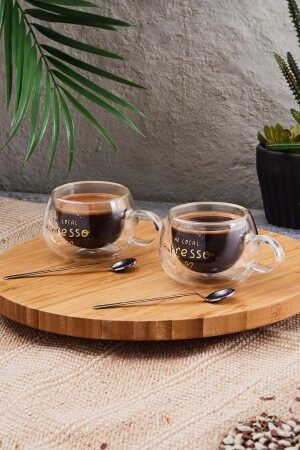 2’li Çift Cidarlı Double Espresso ve Türk Kahvesi Fincanı 160 ml - 1
