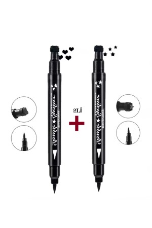 2li Çift Taraflı Yıldız Ve Kalp Desenli Kalem Eyeliner Seti - 2