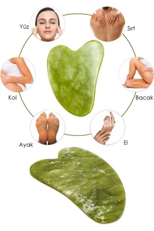 2'li Cilt Bakım Seti (doğal Yeşim Taşı Faceroller Ve Yeşim Kalp Gua Sha Yüz Masaj Taşı) - 4