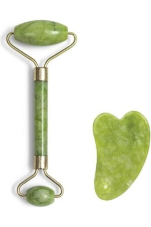 2'li Cilt Bakım Seti (doğal Yeşim Taşı Faceroller Ve Yeşim Kalp Gua Sha Yüz Masaj Taşı) - Sin@Rasta