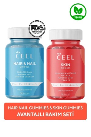 2er-Pack gummiartiges, veganes, kaubares Vitamin für Haut, Haare und Nägel - Vita Ceel
