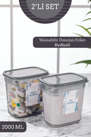 2'li Clov Dikdörtgen Banyo Düzenleyici - Etiketli Toz Ve Tablet Deterjan Saklama Kutusu 2x 2000 ml MCH-899 - 1