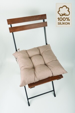 2'li Dekoratif Pofidik Sandalye Minderi Bağcıklı Kahverengi 40x40 - 2