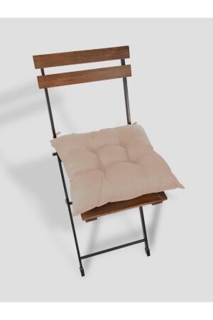 2'li Dekoratif Pofidik Sandalye Minderi Bağcıklı Kahverengi 40x40 - 3