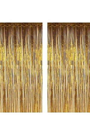 2li Düz Gold Altın Sarısı Kapı Duvar Parti Fon Arka Perde Yapışkanlı Doğum Günü Fotoğraf Perdesi - Parti Dolabı