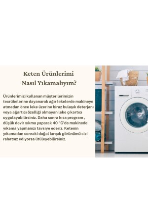 2'li Düz Keten Otantik Dekoratif Kırlent Kılıfı Naturel - 8