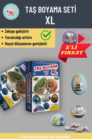 2'li Fırsat Xl Taş Boyama 3 Yaş Üstü Çocuklar Için Zeka Geliştirici 6 Renk Akrilik Boyalı Hediye 1123772 - 2