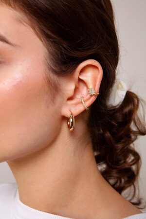 2'li Gold Renk Kuzey Yıldızı Earcuff - 2