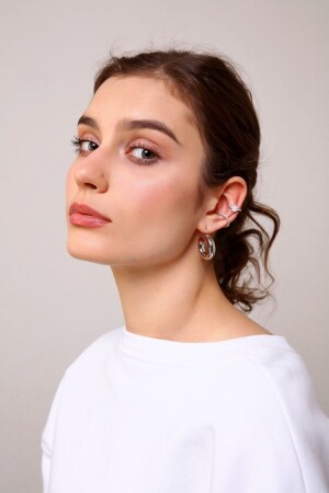 2'li Gümüş Renk Kuzey Yıldızı Earcuff - 3