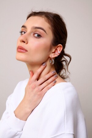 2'li Gümüş Renk Kuzey Yıldızı Earcuff - 4