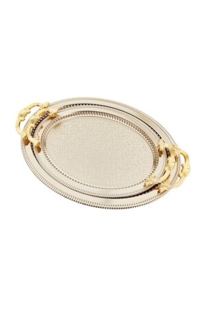 2'li Gümüş Renk Oval Kararmaz Tepsi 2018set2 - Dalgıç