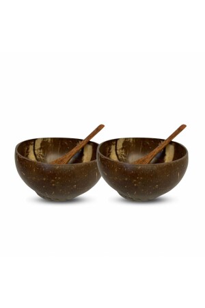 2'li Hindistan Cevizi Kase, Kaşık Ve Kase Altlığı - Bowl Kasesi - Coconut Bowl JDA00010 - 1