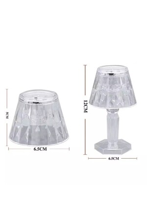 2'li Kristal Elmas Led Masa Lambası Pilli Projeksiyon Mini Şeffaf Abajur Küçük Boy 12 Cm - 10