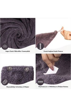 2'li Paket Mikrofiber Saç Havlusu – 2 Düğmeli Saç Kurutma Bonesi– Baş Havlusu Heriya-Towel-2Pcs - 4