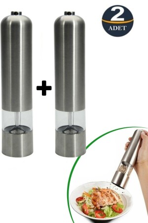 2'li Pilli Işıklı Karabiber Tuzluk Değirmeni Otomatik Baharat Öğütücü AAIPIKTDOBO-T - Modaba