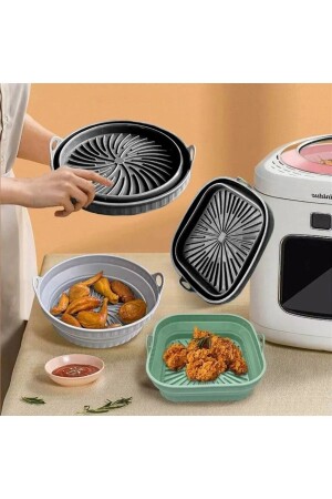 2Lİ set Katlanabilir Kare Airfryer Pişirme Kabı Silikon< < 1 ADET SPREY YAĞDANLIK - 4