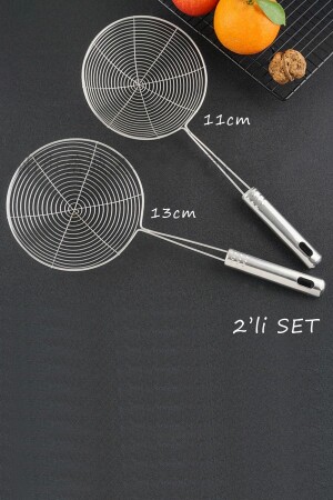 Set mit 2 Bratsieben aus Edelstahl – Ölsieb – Schöpfkelle aus Stahldraht – 13 cm und 11 cm Durchmesser - Sekiz8