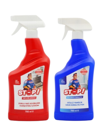 2'li Set STOP Forte Yağ Kir ve Kireç Çözücü&STOP Forte Tuvalet-WC ve Banyo Temizleyici - STOP Forte
