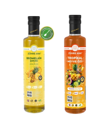 2'li Set Zühre Ana Bromelain Ananas İçeren Detox Şurubu&Zühre Ana Tropikal Meyve Özü 640 Gr - Zühre Ana