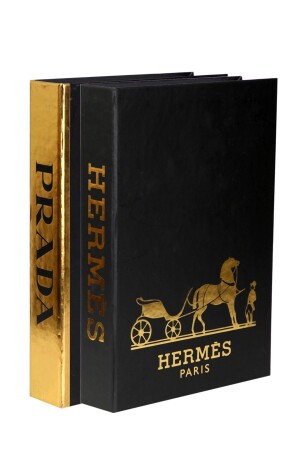 2'li Siyah Gold Prada-hermes Dekoratif Kitap Kutu iray03 - 2