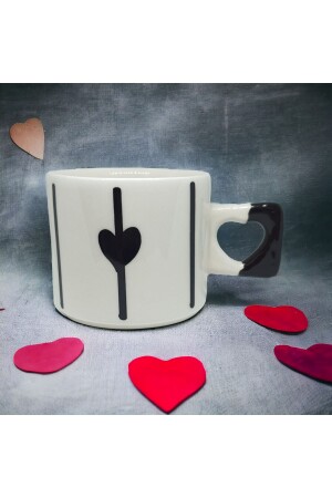 2'li Siyah & Kırmızı Zarif Kalp Baskılı Kupa - Mug Set - 4