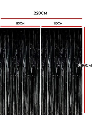2li Siyah Simli Uzun Kapı Duvar Parti Fon Arka Perde Işıltılı Yapışkanlı Doğum Günü Fotoğraf Perdesi - 4