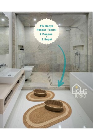 مجموعة من 2 جود، ويكر، رماد الباب، رماد حمام، مجموعة رماد حمام و سلة حمام HT-Banyo-R1 - HomeTurko