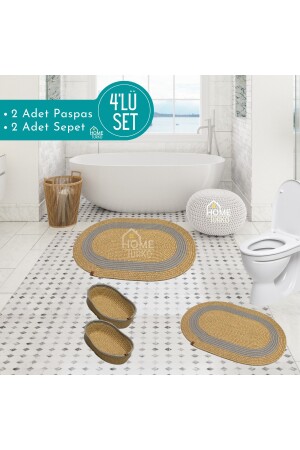 2'li Takım Jüt, Hasır, Paspas, Banyo Paspası, Banyo Paspas Takımı Ve Banyo Sepeti HT-Banyo-R1 - 3