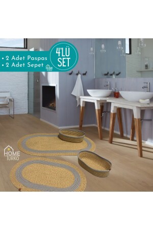 2'li Takım Jüt, Hasır, Paspas, Banyo Paspası, Banyo Paspas Takımı Ve Banyo Sepeti HT-Banyo-R1 - 5