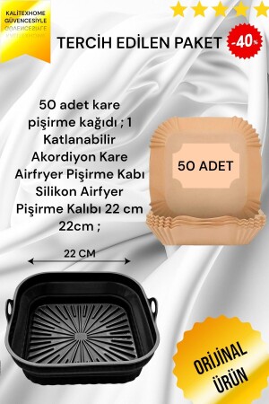 2li Xxl Xl Setkatlanabilir Akordiyon Kare Airfryer Pişirme Kabı Silikon Air Fryer Yagli Kagit50 Adet - 2