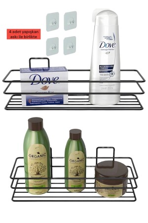 2'Li Yapışkanlı Mutfak Ve Banyo Düzenleyici Raf /Banyo Aksesuar Şampuanlık Duşakabin Mutfak Rafı - 1