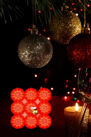 2'Li Yılbaşı Christmas Dekoratif Bal Kabağı Mum Seti - Hediyelik Kabak Bubble ve Kabak Totem - 6