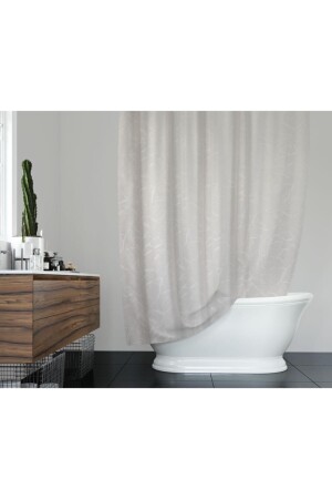 الستائر من غرفة الحمام 2x100x200 الستائر من حمام الجناح المزدوج مع هدية الخاتم 5026 أبيض BAPGUN5026STC - Zethome