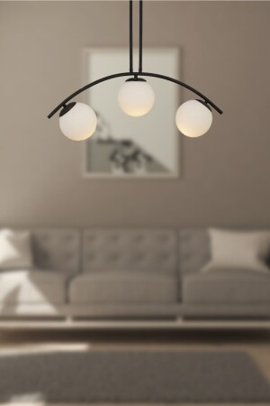 منز-ليمان تصميم حديثة قضيب أسود أبيض مغلق الزجاج طاولة الطعام القمة - غرفة المعيشة 3-قطع الشمعة ليمان0203 - Fer Avize