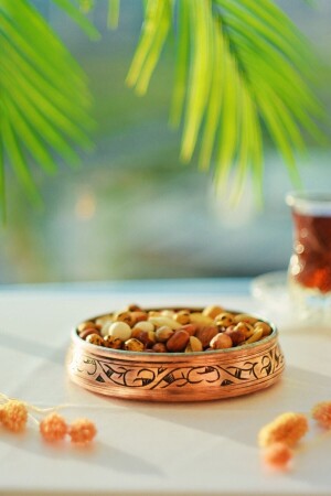 كأس خفيفة نحاسية مزققة من النحاس 3 قطع - 11 سم OYMCRZ - Bakır Concept