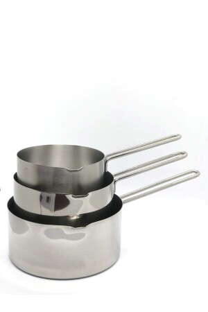 مجموعة من 3 أدوات من الفولاذ المقاوم للصدأ كازيرولا جنجل الحليب ووعاء الصوص 12-14 16 سم - Doğuş Mutfak