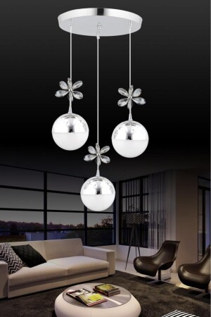 مـنـز-تفليـف 3-قطعة مـنـار الـمـنـدر الفضي 3 ألوان مـنـدر الـمـنـدر الـمـ - İstanbul Avize